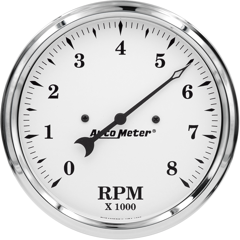 1699 Auto Meter Old Tyme White 5" In-Dash 8,000 RPM Tachometer
