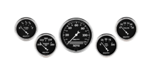 1709 Auto Meter Old Tyme Black 5 Gauge Kit w/ Electric Speedometer (3 1/8" & 2 1/16")