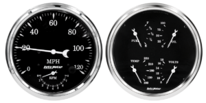 1752 AutoMeter Old Tyme Black 2 Gauge Kit (5? Speedometer/Tach & Quad)