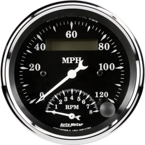 1781 Auto Meter Old Tyme Black 3 3/8" Speedometer/Tachometer Combo Gauge (120 MPH / 8,000 RPM)