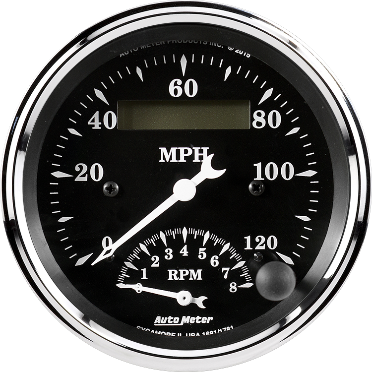 1781 Auto Meter Old Tyme Black 3 3/8" Speedometer/Tachometer Combo Gauge (120 MPH / 8,000 RPM)