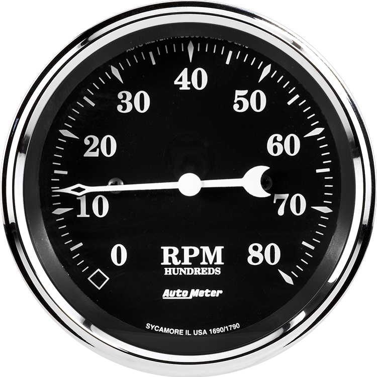1790 Auto Meter Old Tyme Black 3 3/8" In-Dash 8,000 RPM Tachometer