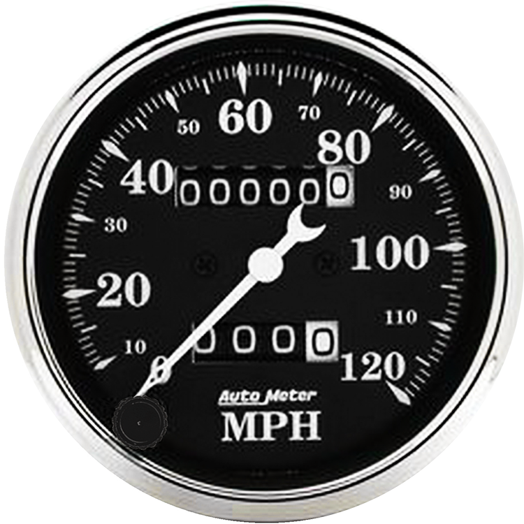 1796 Auto Meter Old Tyme Black 3 1/8" Mechanical 0-120 MPH Speedometer