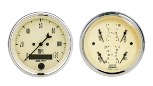 1800 Auto Meter Antique Beige 2 Gauge Kit (3 3/8" Speedometer & Quad)