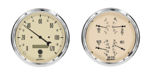 1803 Auto Meter Antique Beige 2 Gauge Kit (5" Speedometer & Quad)