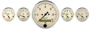 1809 AutoMeter Antique Beige 5 Gauge Kit w/ 120 MPH Electric Speedometer (3 1/8" & 2 1/16")