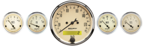 1809-M AutoMeter Antique Beige 5 Gauge Kit w/ 190 KPH Electric Speedometer (3 1/8" & 2 1/16")