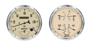 1852 Auto Meter Antique Beige 2 Gauge Kit (5" Speedometer/Tachometer & Quad)
