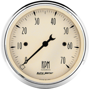 1898 AutoMeter 3 1/8" Antique Beige 7,000 RPM Tachometer