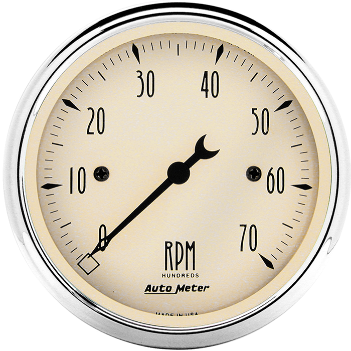1898 AutoMeter 3 1/8" Antique Beige 7,000 RPM Tachometer