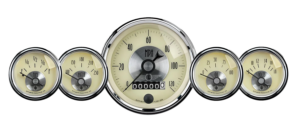 2002 Auto Meter Prestige Antique Ivory 5 Gauge Kit (3 3/8" & 2 1/16") Wheel Odometer