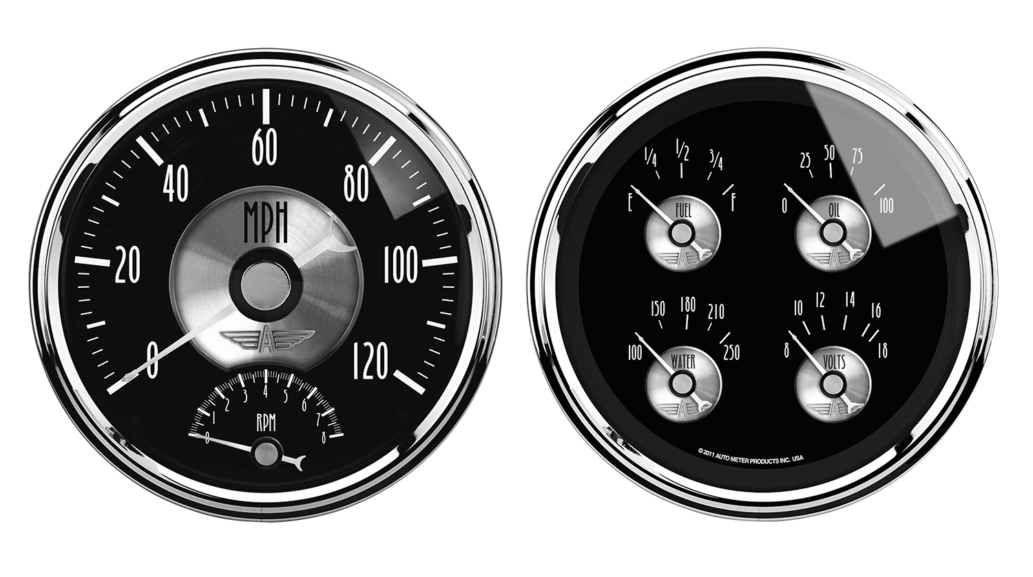 2005 AutoMeter Prestige Black Diamond 2 Gauge Kit (5" Quad & Tach/Speedo)