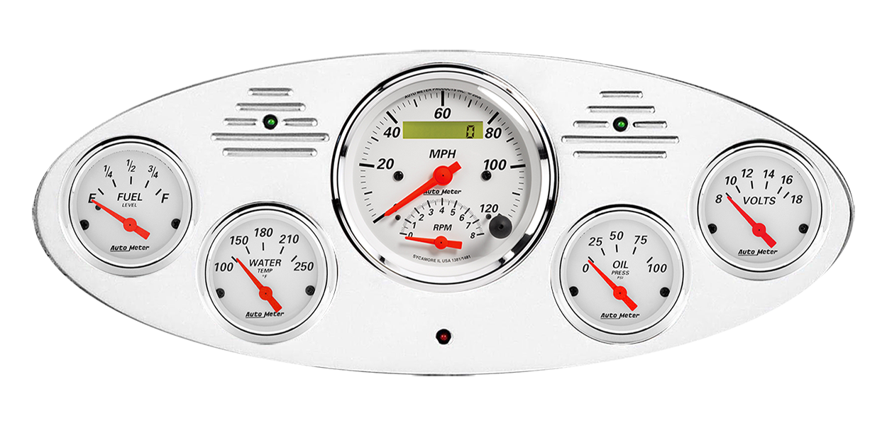 1934 Ford Truck Billet Aluminum Gauge Panel w/ Auto Meter Street Rod Series Gauges (Speedo/Tach) - Image 4