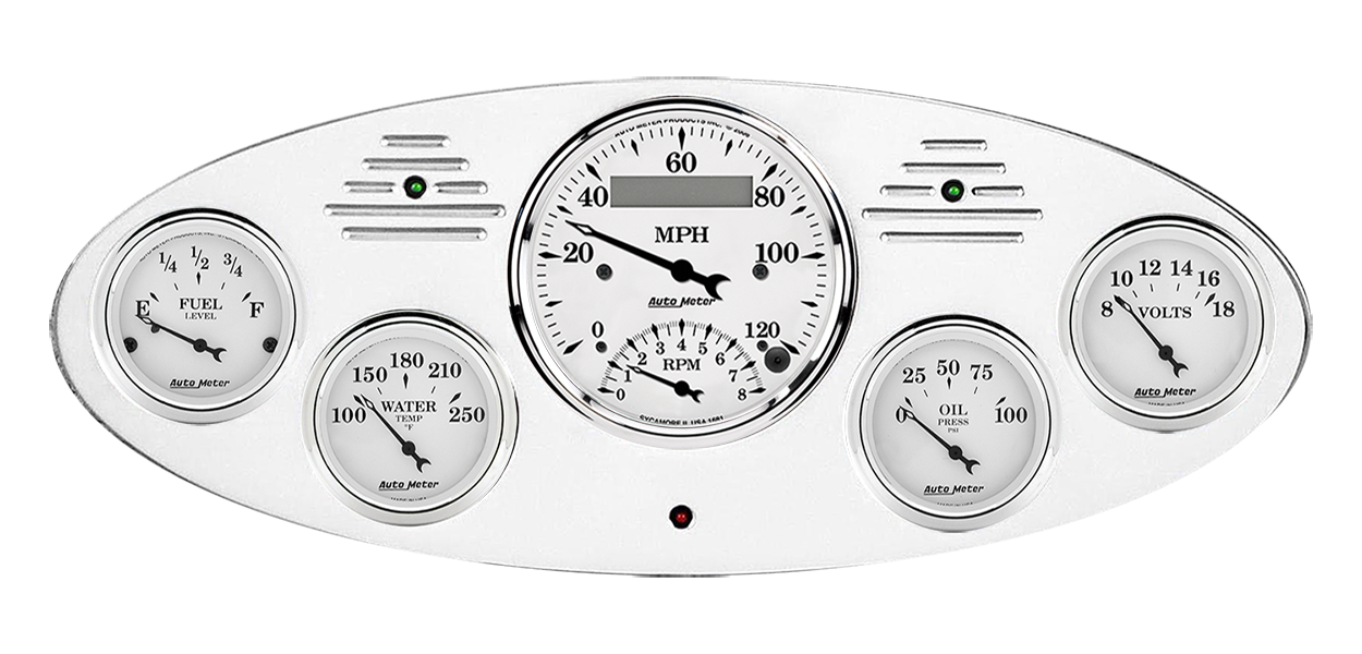 1934 Ford Truck Billet Aluminum Gauge Panel w/ Auto Meter Street Rod Series Gauges (Speedo/Tach) - Image 5