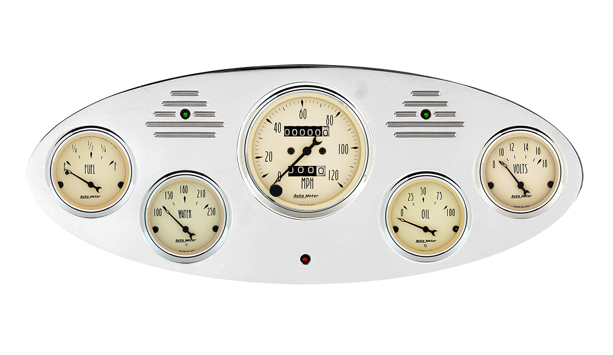 1934 Ford Truck Billet Aluminum Gauge Panel With AutoMeter Street Rod series gauges - Image 2