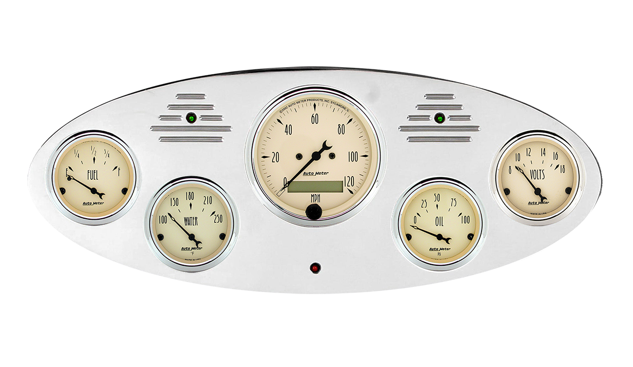 1934 Ford Truck Billet Aluminum Gauge Panel With AutoMeter Street Rod series gauges