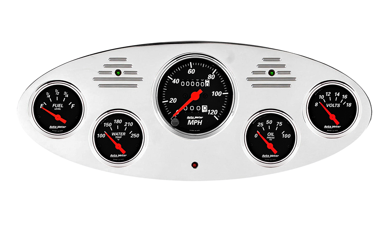 1934 Ford Truck Billet Aluminum Gauge Panel With AutoMeter Street Rod series gauges - Image 8