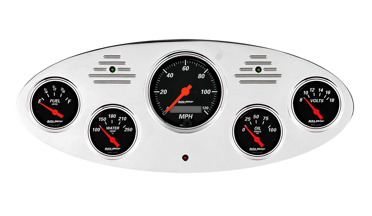 1934 Ford Truck Billet Aluminum Gauge Panel With AutoMeter Street Rod series gauges - Image 7