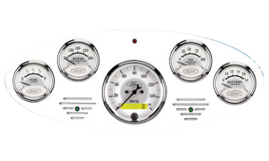 1934 Ford Truck Billet Aluminum Gauge Panel w/ Auto Meter Ford Masterpiece Silver Gauges