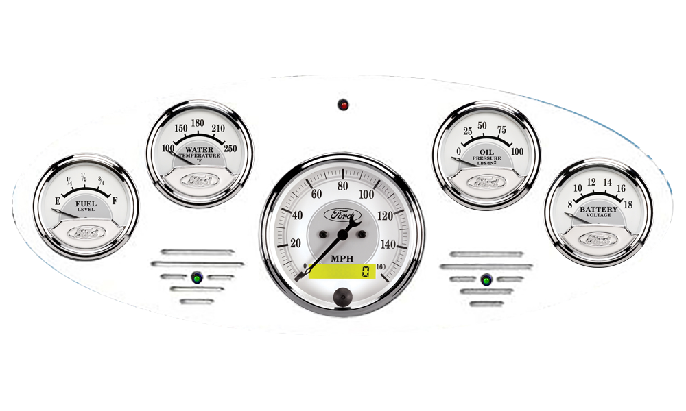 1934 Ford Truck Billet Aluminum Gauge Panel w/ Auto Meter Ford Masterpiece Silver Gauges