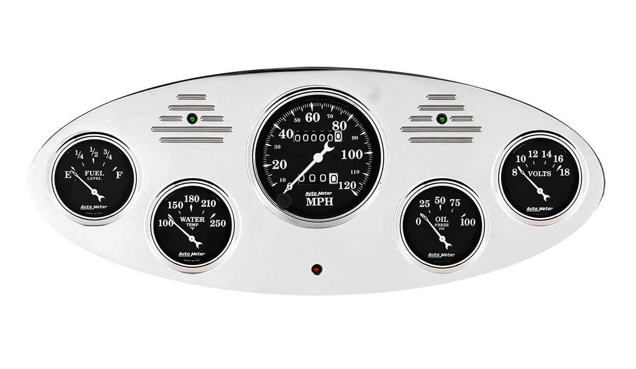 1934 Ford Truck Billet Aluminum Gauge Panel With AutoMeter Street Rod series gauges - Image 6