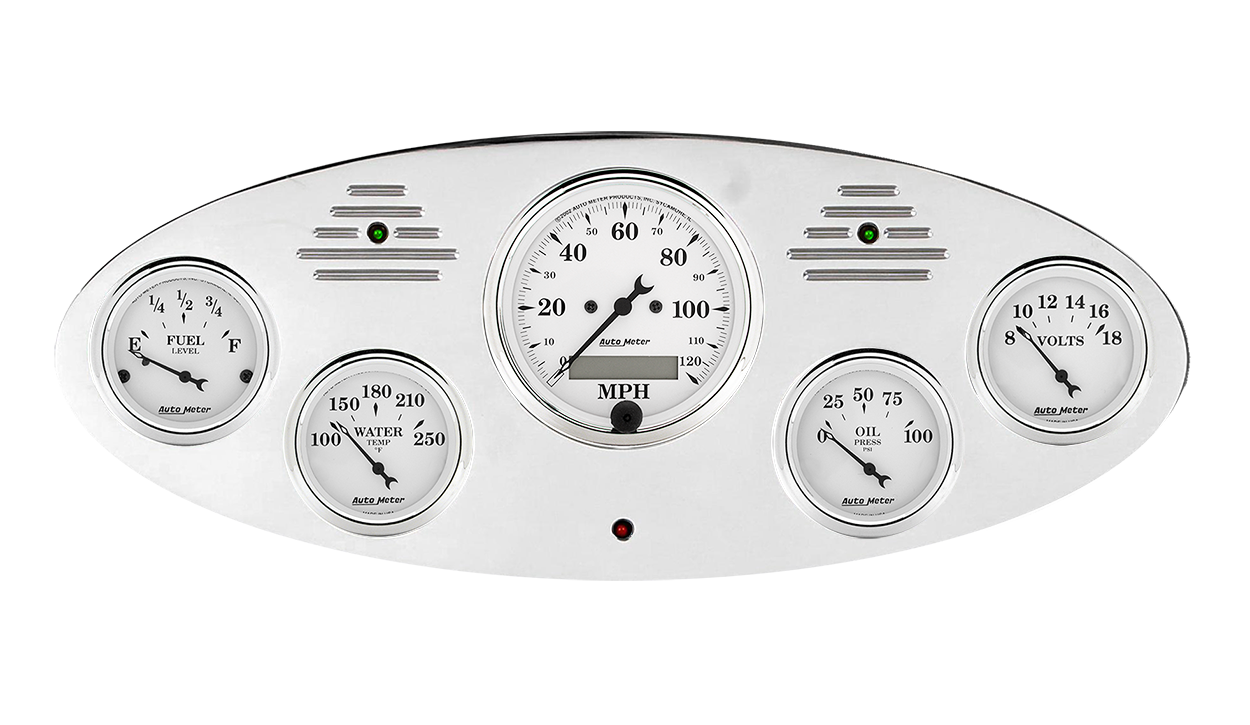 1934 Ford Truck Billet Aluminum Gauge Panel With AutoMeter Street Rod series gauges - Image 3