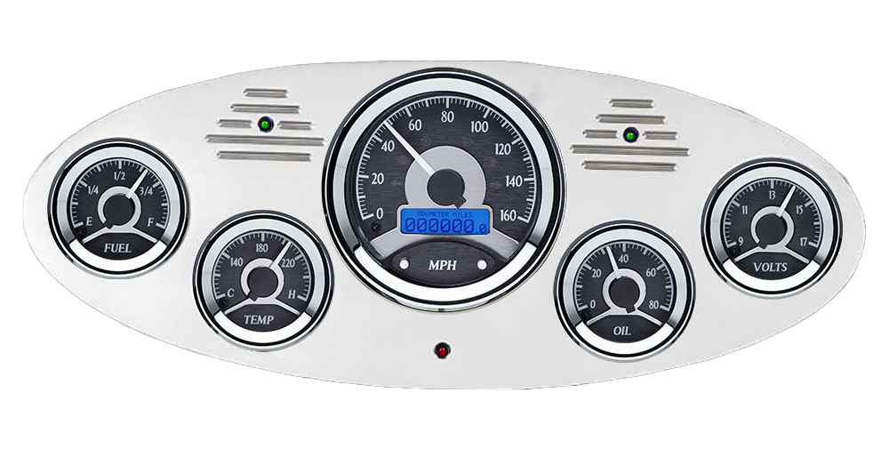 1934 Ford Truck Billet Aluminum Gauge Panel w/ Dakota Digital VHX-1050 Black Alloy Gauges