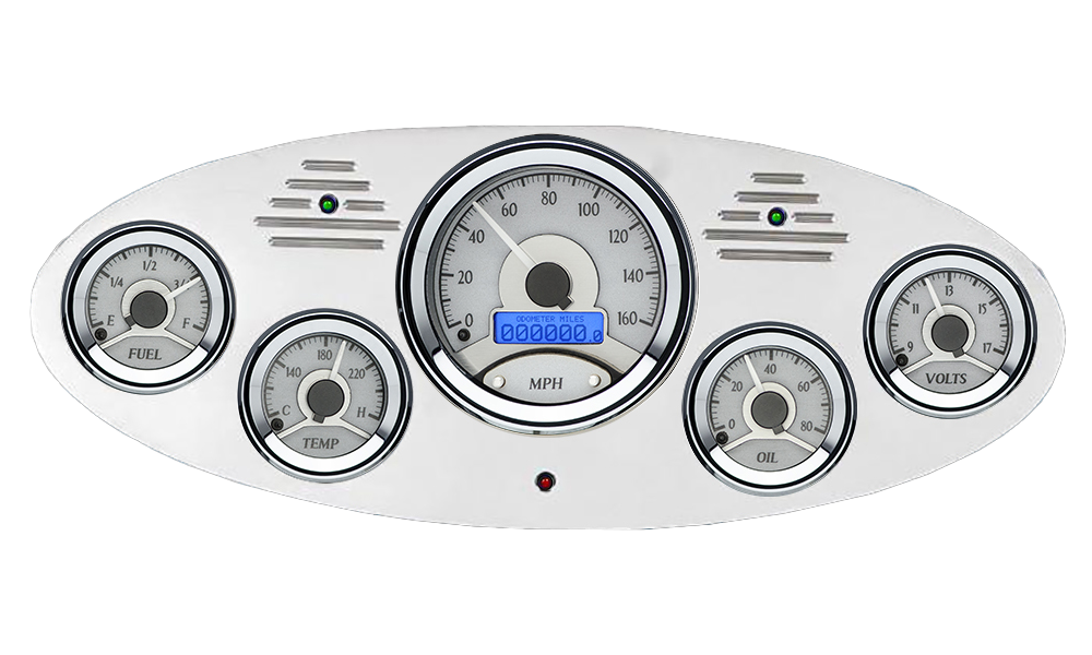 1934 Ford Truck Billet Aluminum Gauge Panel w/ Dakota Digital VHX-1050 Silver Alloy Gauges