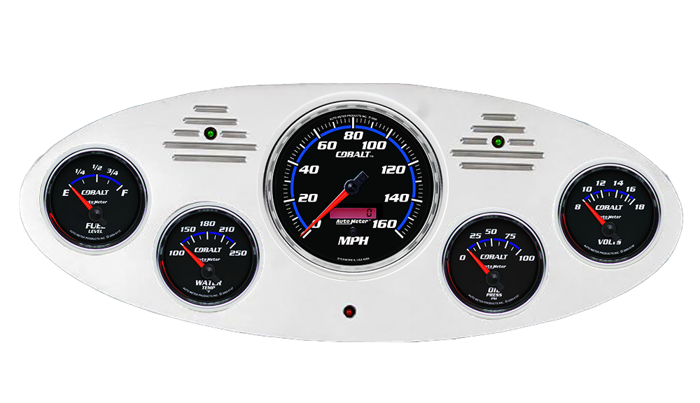 1934 Ford Truck Aluminum Gauge Panel w/ Auto Meter Cobalt Gauges