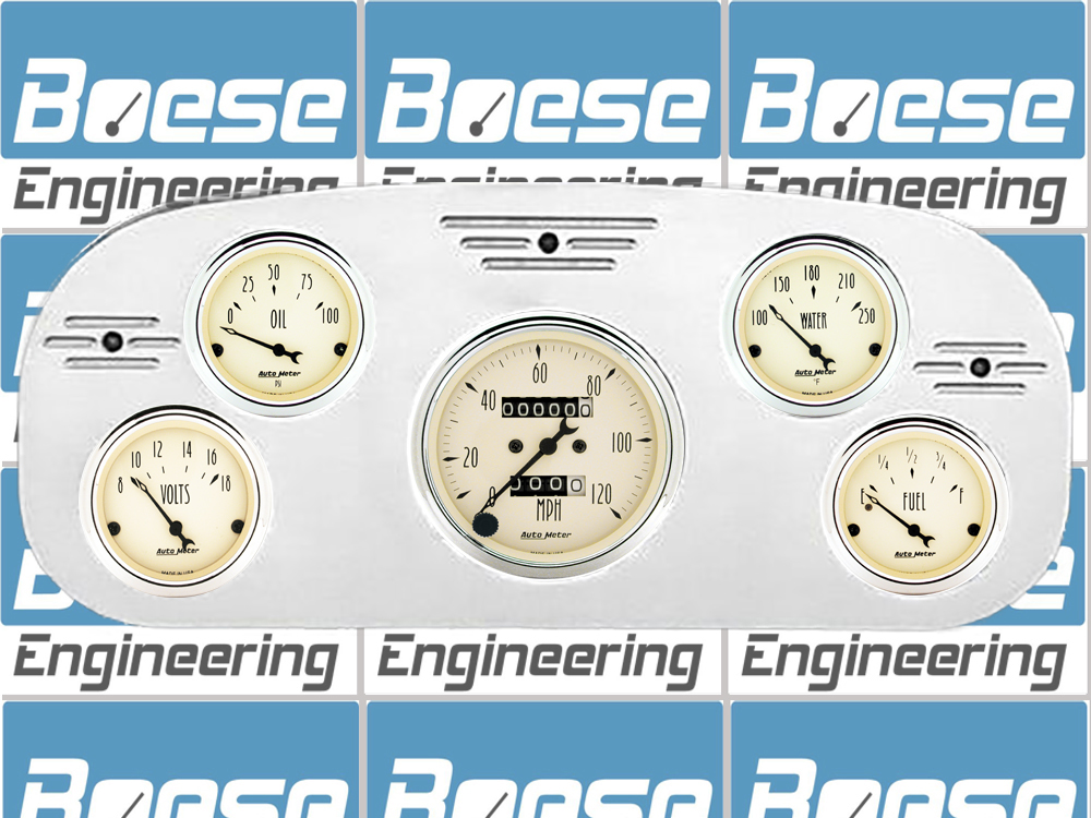 1935-1937 Ford Truck Billet Aluminum Gauge Panel With Auto Meter Street Rod series gauges