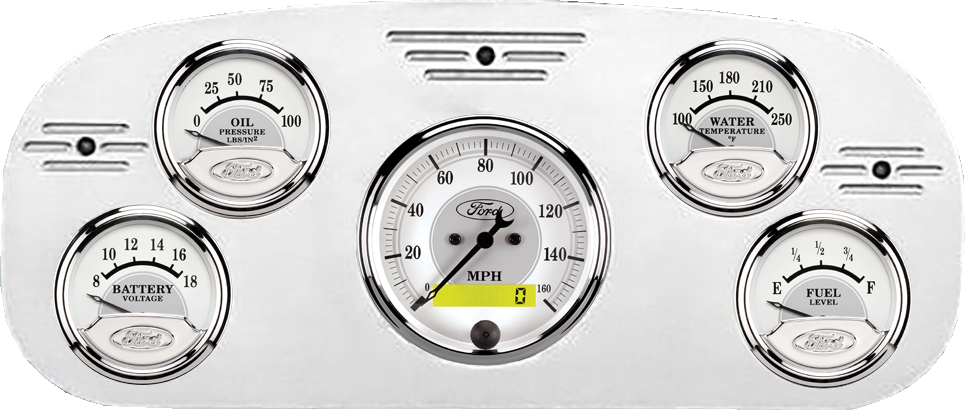 1935-1937 Ford Truck Billet Aluminum Gauge Panel w/ Auto Meter Ford Masterpiece Silver Gauges