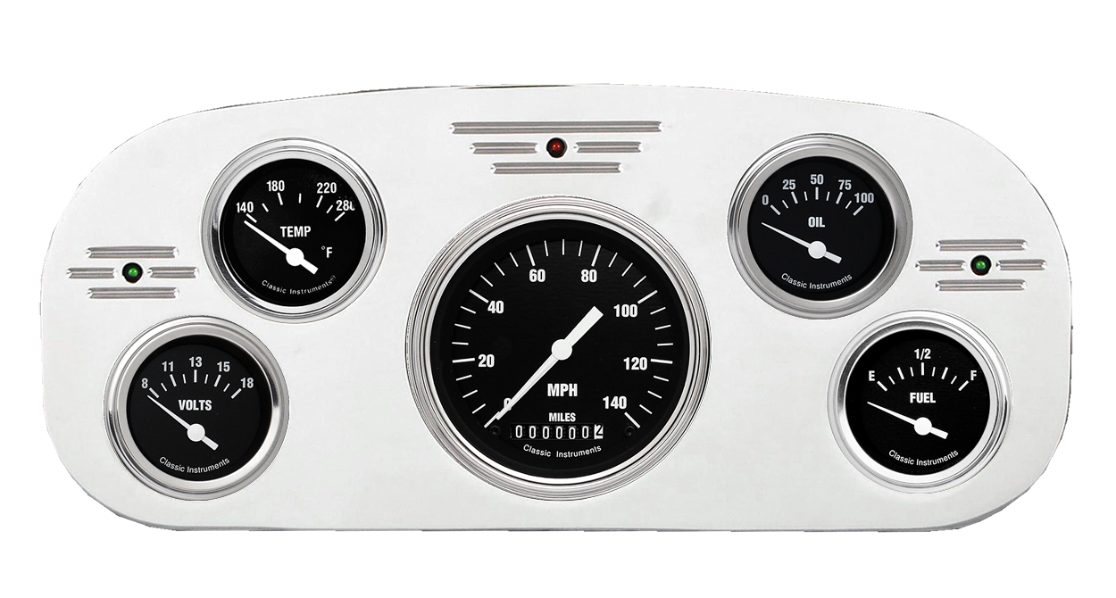 1935-1937 Ford Truck Billet Aluminum 5 Gauge Panel w/ Classic Instruments Gauges - Image 2