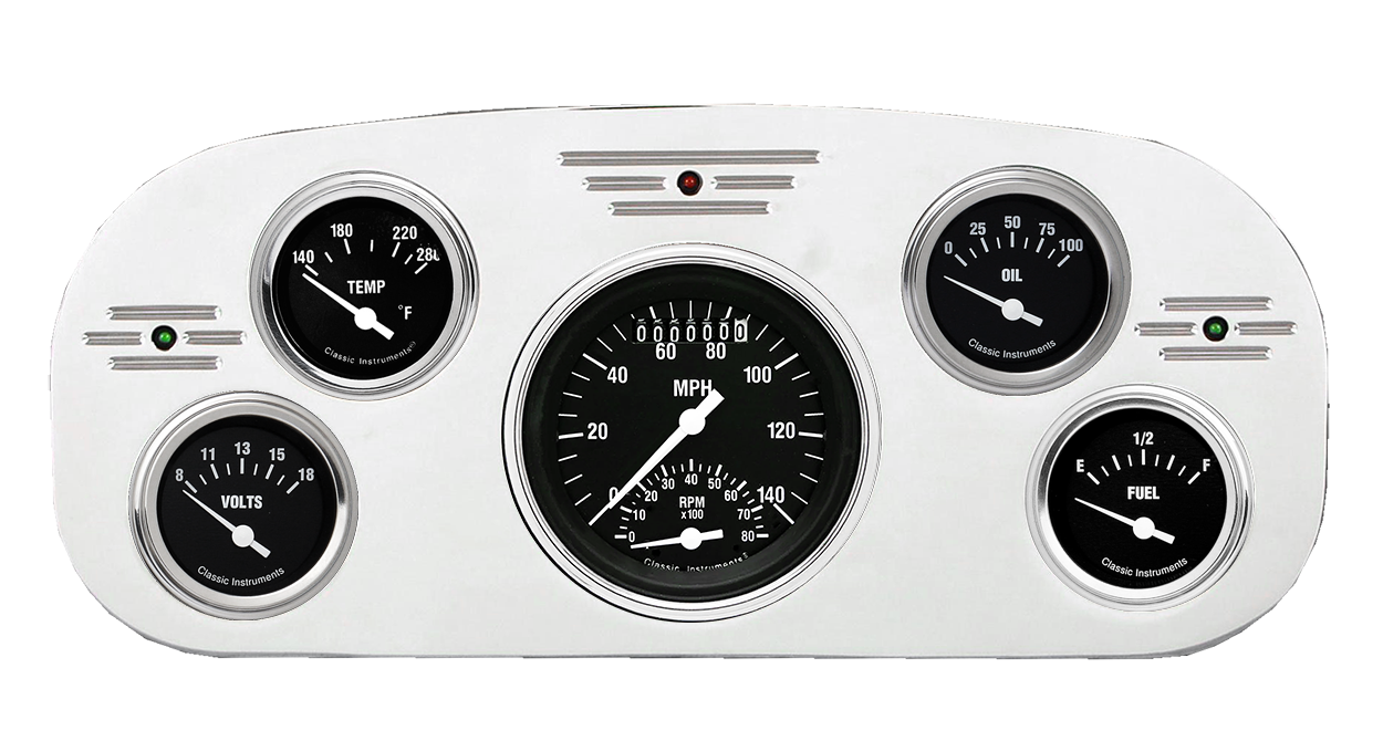 1935-1937 Ford Truck Billet Aluminum 5 Gauge Panel w/ Classic Instruments Gauges (Ultimate Speedometer)