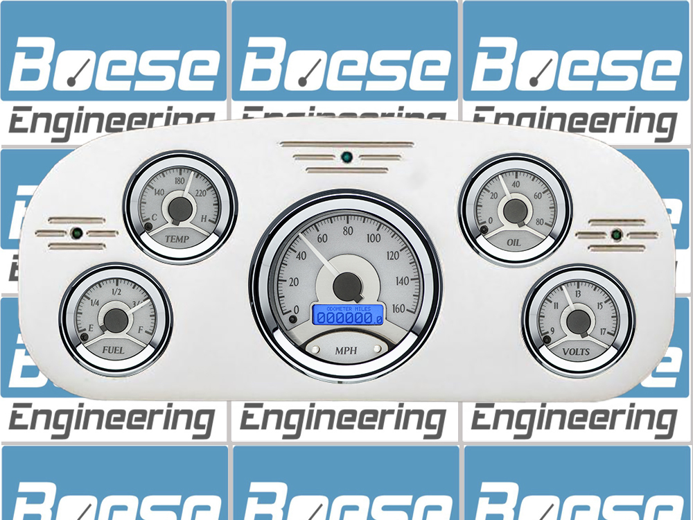 1935-1937 Ford Truck Billet Aluminum Gauge Panel w/ Dakota Digital VHX-1050 Silver Alloy Gauges