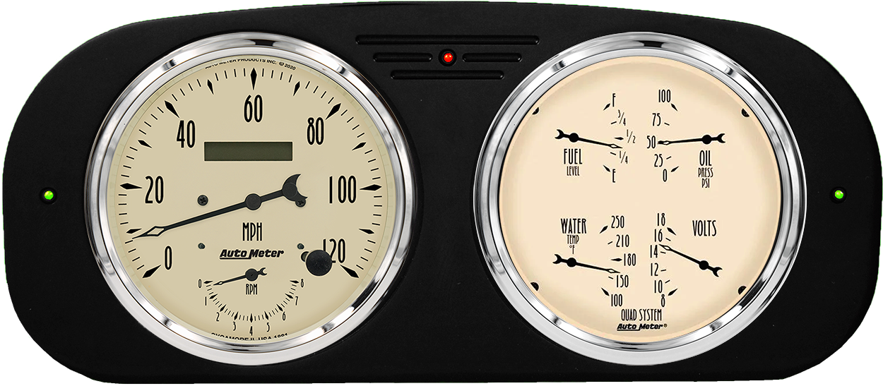1935-1937 Ford Truck Aluminum Gauge Panel AutoMeter Street Rod Series Gauges (Speedo/Tach) - Image 3