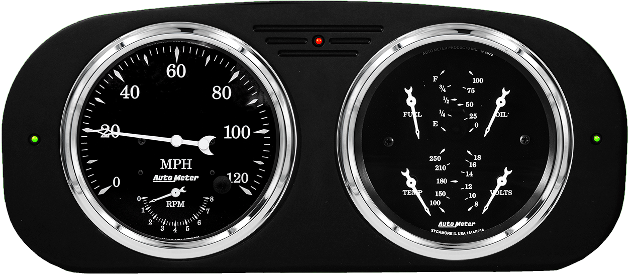 1935-1937 Ford Truck Aluminum Gauge Panel AutoMeter Street Rod Series Gauges (Speedo/Tach) - Image 2