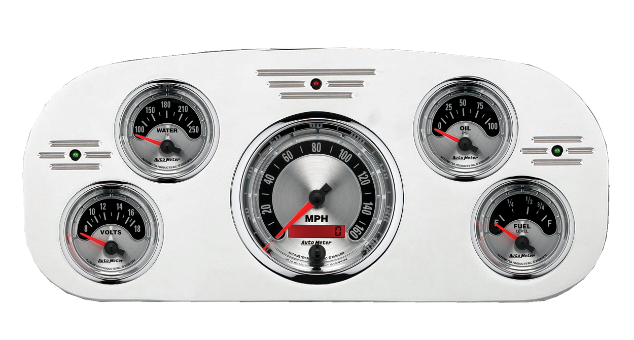 1935-1937 Ford Truck Aluminum Dash Insert w/ Auto Meter American Muscle Gauges