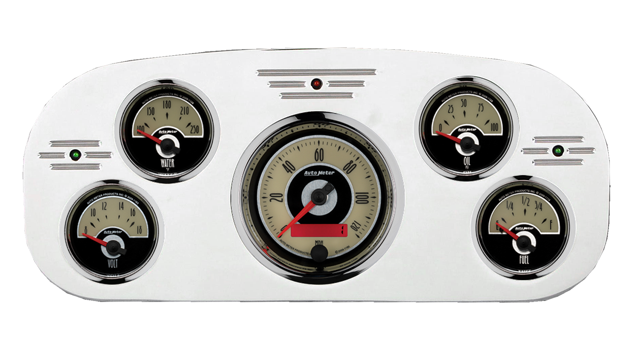1935-1937 Ford Truck Aluminum Gauge Panel w/ Auto Meter Cruiser Gauges