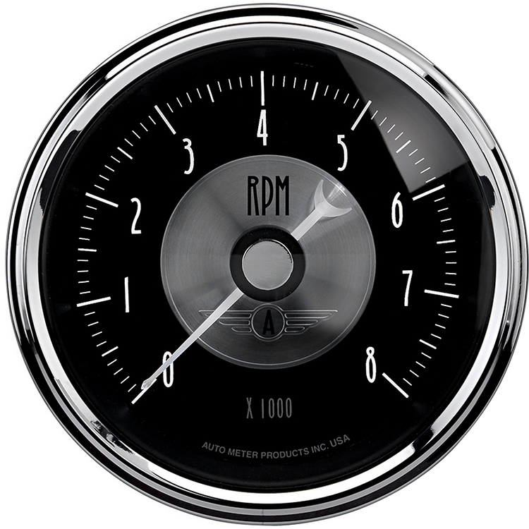 2096 Auto Meter Prestige Black Diamond 3 3/8" In-Dash 8,000 RPM Tachometer