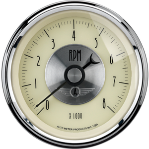2097 Auto Meter Prestige Antique Ivory 3 3/8" In-Dash 8,000 RPM Tachometer