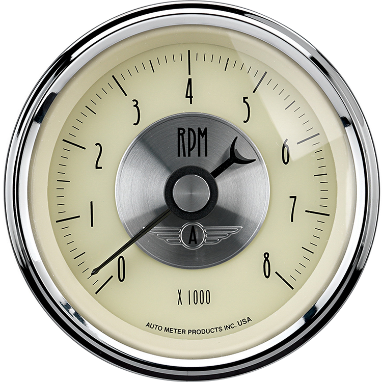 2097 Auto Meter Prestige Antique Ivory 3 3/8" In-Dash 8,000 RPM Tachometer
