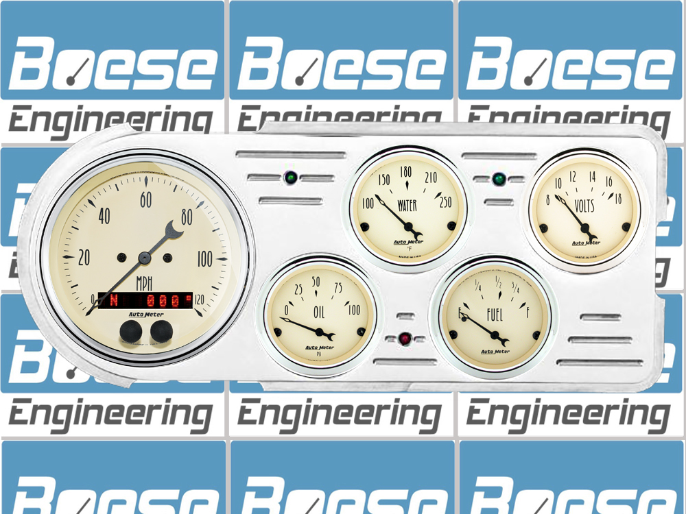 1948-1950 Ford Truck Aluminum Gauge Panel w/ Auto Meter Street Rod Series Gauges (GPS) - Image 4