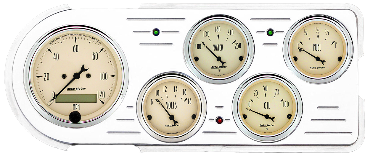 1948-1950 Ford Truck Aluminum Gauge Panel w/ AutoMeter Street Rod Series Gauges - Image 9