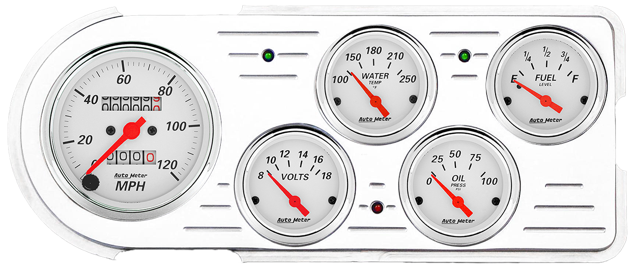 1948-1950 Ford Truck Aluminum Gauge Panel w/ AutoMeter Street Rod Series Gauges - Image 15