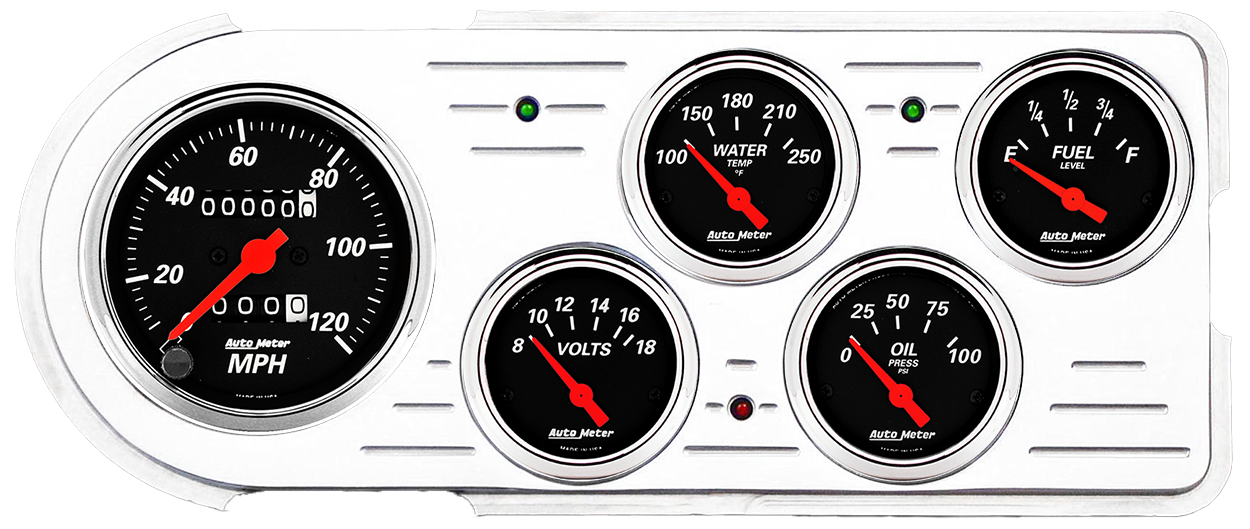 1948-1950 Ford Truck Aluminum Gauge Panel w/ AutoMeter Street Rod Series Gauges - Image 12