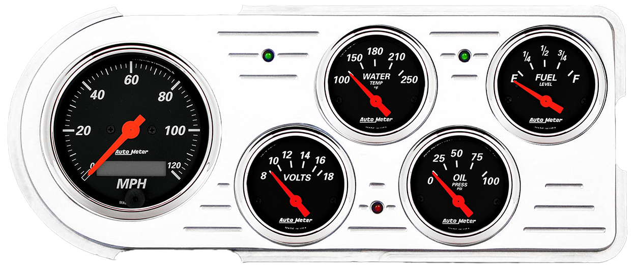1948-1950 Ford Truck Aluminum Gauge Panel w/ AutoMeter Street Rod Series Gauges - Image 11