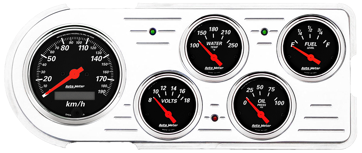 1948-1950 Ford Truck Aluminum Gauge Panel w/ AutoMeter Street Rod Series Gauges - Image 10