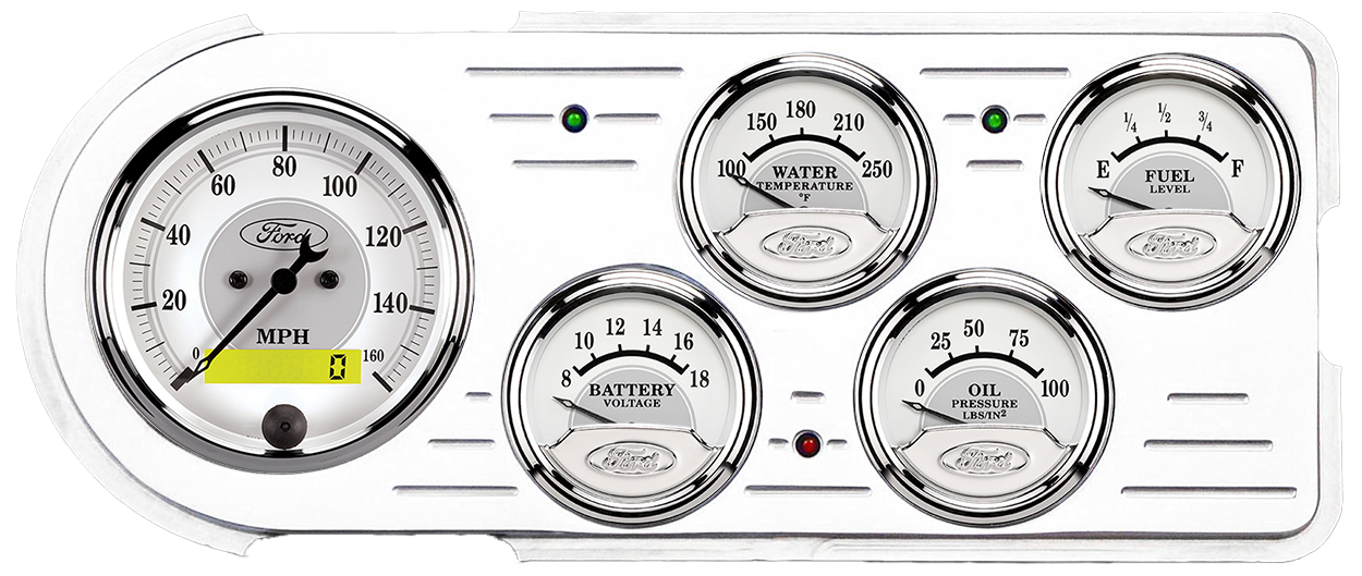 1948-1950 Ford Truck Aluminum Gauge Panel w/ Auto Meter Ford Masterpiece Silver Gauges