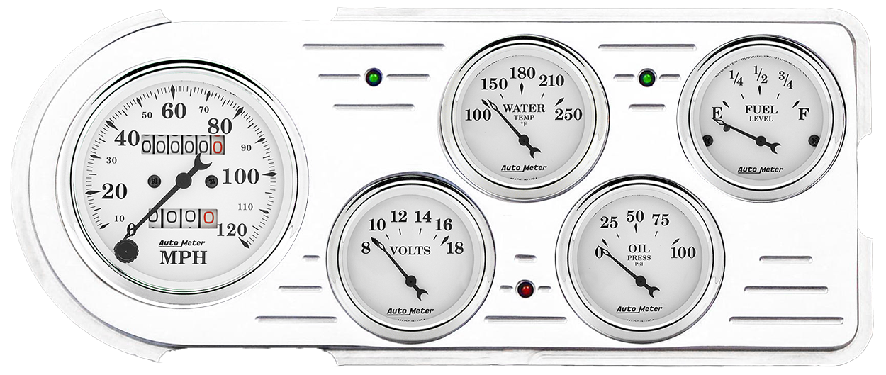 1948-1950 Ford Truck Aluminum Gauge Panel w/ AutoMeter Street Rod Series Gauges - Image 6