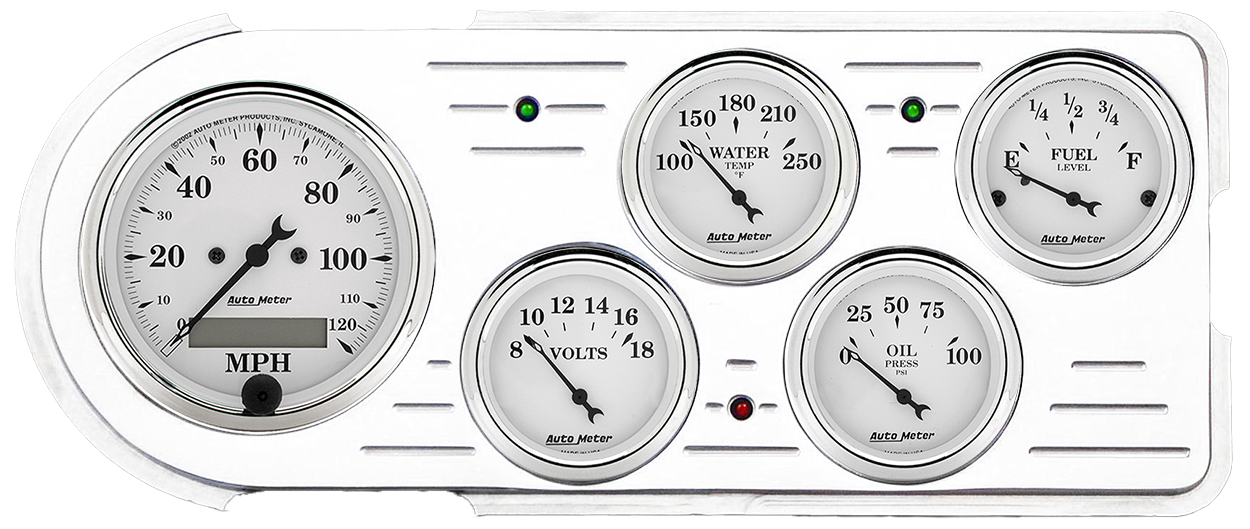 1948-1950 Ford Truck Aluminum Gauge Panel w/ AutoMeter Street Rod Series Gauges - Image 5
